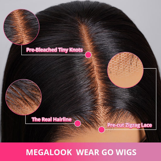 {Super Sale} Upgrade Pre Cut Straight Bob 6X5/13x4 HD Lace Glueless Wear Go Closure Wig With Pre-plucked Edges