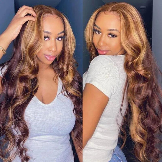 Megalook (Super Deal)30inch Barbie Blonde / Balayage Highlight Bone Straight Hair Undetectable Transparent Lace Wig