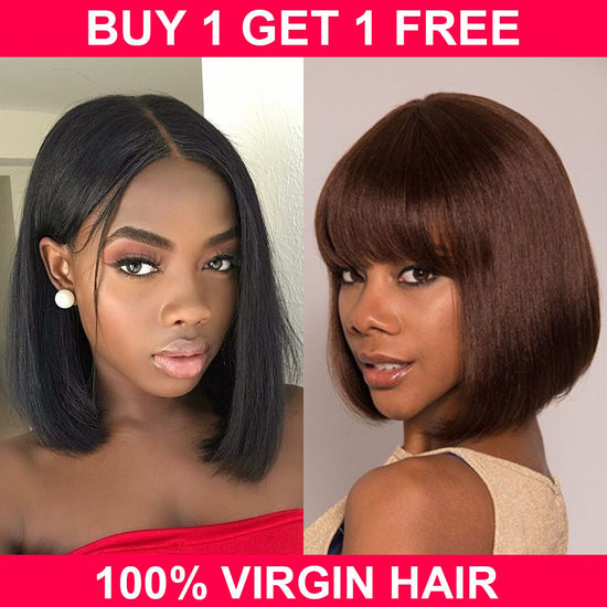 USA 2 Day Express Shipping Buy One Get One Free 4x4 Transparent Lace Straight Bob Plus 