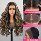 32inch Balayage Highlight Hair 13x4 Transparent Lace Front Human Hair Wigs Pre Plucked Honey Blonde Brown Wigs With Baby Hair