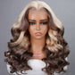 Megalook Blonde Wig With Brown Highlights Ombre Colored Wigs Loose Body Wave 6x5 HD Lace Wear Go Glueless Mini Knots Wigs