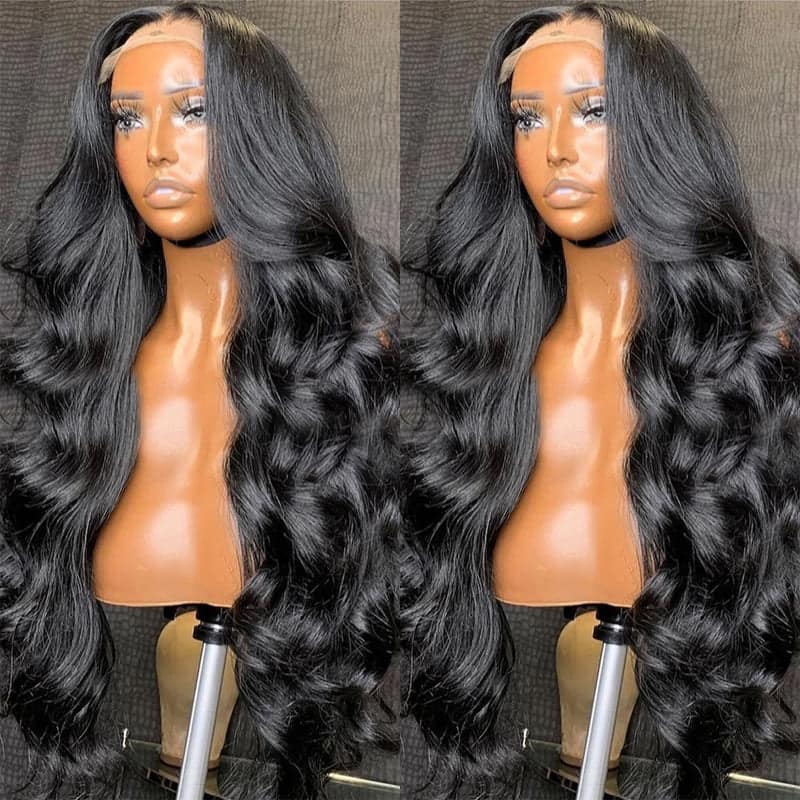 4x4 Lace Closure Human Hair Wigs Body Wigs For Women Black