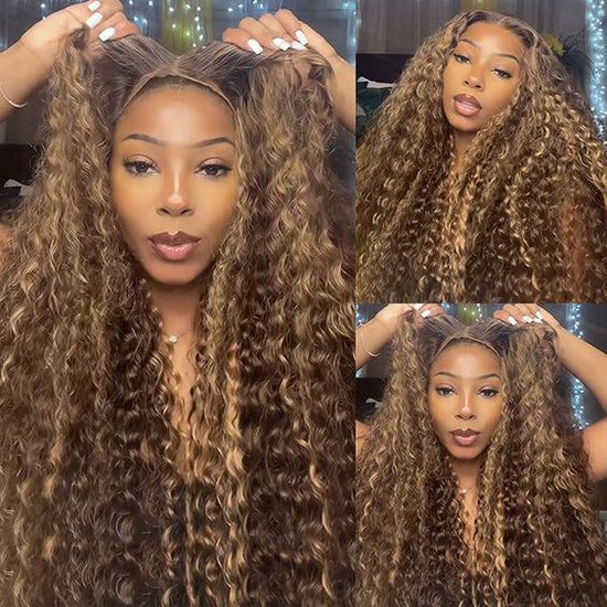 {Super Sale} Megalook Honey Blonde Water Wave Wig 13x4 Lace Front Piano Color Wigs