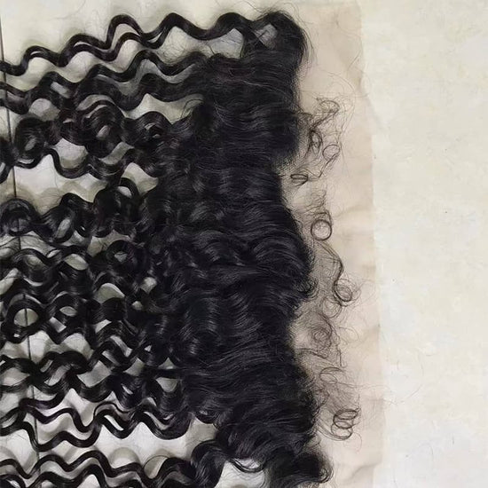 4C Edge Hairline-Curly Water Wave 13x4 Lace Front Closure With Curly Baby Hair Realistic Hairline