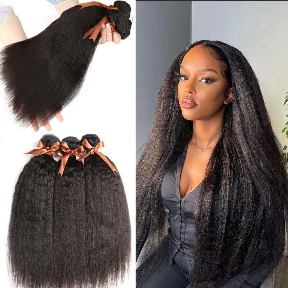 Unprocessed Virgin Human Hair Yaki Straight Weave 3 Bundles Deal