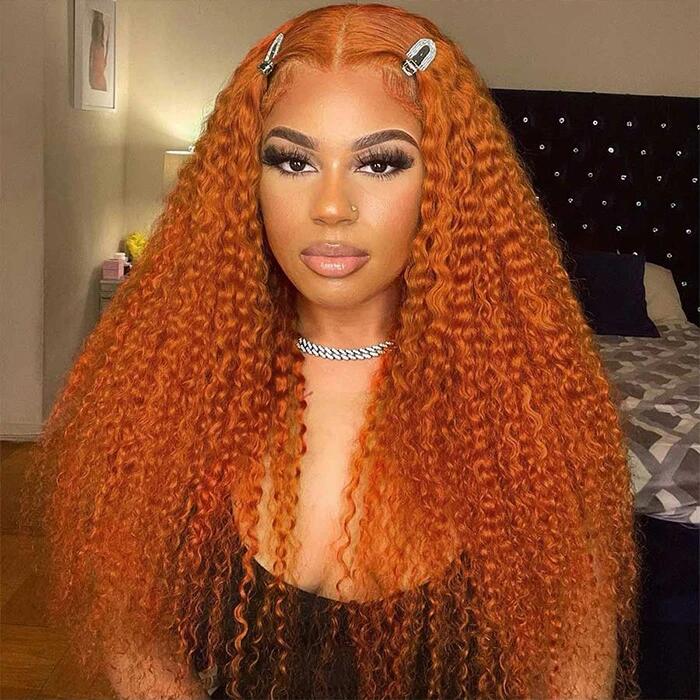  26 Inch Orange Ginger Body Wave 360 Lace Wig Full