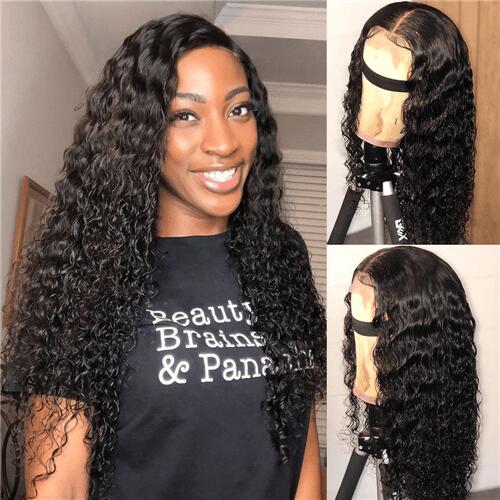 Megalook Closure Wig 5x5 Lace Closure Human Hair Wigs Deep Wave Lace Wigs