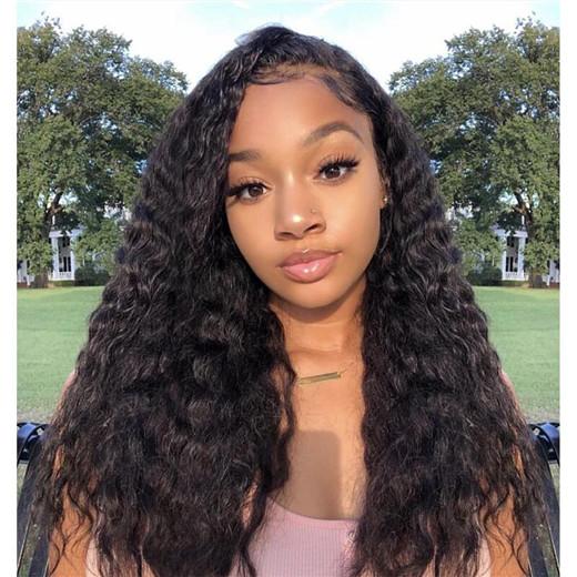 Megalook Water Wave Human Hair Wigs Lace Closure Wigs 180% Density Wet And Wavy For Black Women