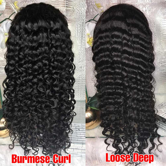Megalook High Quality 210% Density 13X4 HD Transparent Lace Front Wigs Burmese Curl / Loose Deep Lace Wig Deep Curly