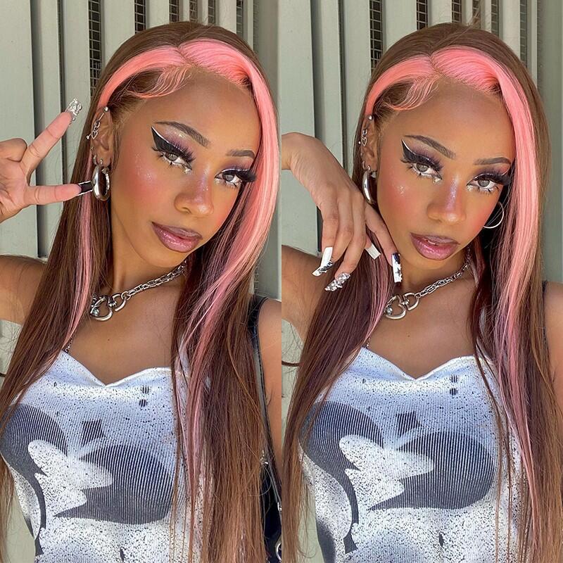 Pink wig 2024 dark skin