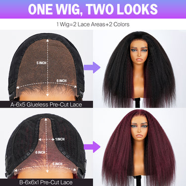 Megalook 2 Colors & 2 Lace In 1 Double Wear Twin Wigs 1s-Flip & On 6x5 & 6x6x1 Glueless Pre-Cut Lace Wig