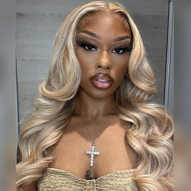 Megalook #P10/613 #P27/613 Blonde Highlight Wigs Upgrade All Pre-Styled ProAngle™ Ear-to-Ear 13x6 Lace Frontal Wigs