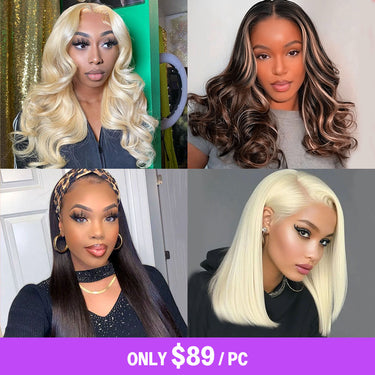 Megalook $89 Final Deal Price 6x5 Pre-Cut Lace Balayage Highlight/613 Honey Blonde Body Wave Wig
