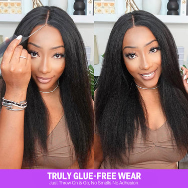 Yaki Straight 3D Lace Half Wig Glue-Free Wear
