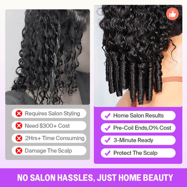 Curly 13x6 Three Go Wig With Finger Coil Ends No Salon Hassles