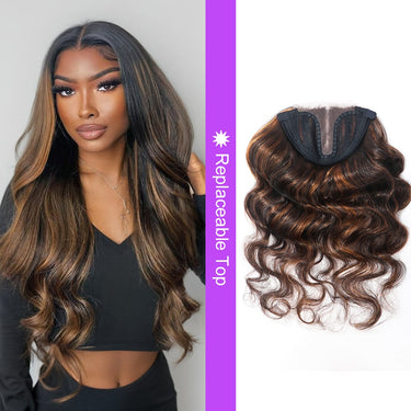 Zip & Switch|1BP30/Balayage Silky Straight/Body Wave 6 Inch Minimalist Lace Replaceable Front for Mix-ALL Series