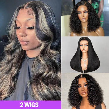 $269=2 Different Style Wig For 24inch 13X4 Balayage Wig Plus Super Silky Double Drawn Straight Or Jerry /Deep Curly Wigs