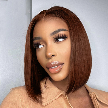 (Super Deal)Classic&Chic #4 Chocolate Dark Brown Straight 5x6/13x4/13x6 Lace Front Bob Wig With Pre-plucked Natural Hairline