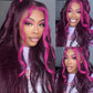 Megalook Bogo Free 13x4 Lace Front Side Part Highlight Money Piece Pink Purple Human Hair Wig HD Transparent Lace Straight Wig