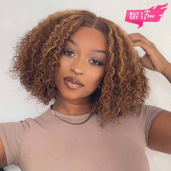 Megalook Bogo Free 13x4 Transparent Lace Frontal Bob Wigs Pre-plucked Breathable Airy Cap Curly Lace Front Wig