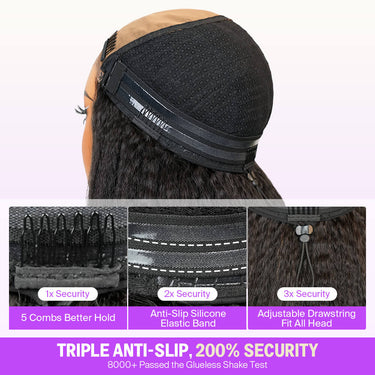 Yaki Straight All In One Half Wig Anti-Slip 200% Security