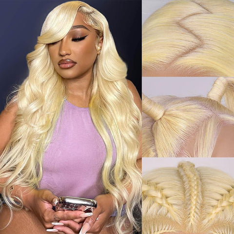 Megalook 13x4 Lace Frontal 613 Blonde Body Wave 30 Inch Wigs  display picture 3
