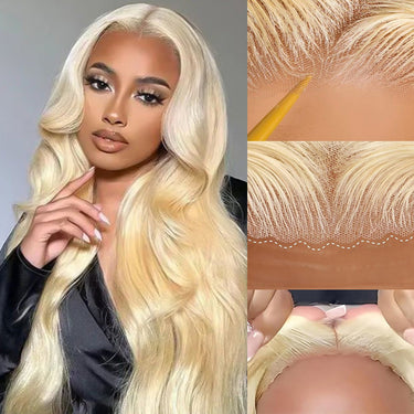 Limited-Time Offer-Upgrade Airy Cap 613 Blonde Easy Wear And Go 6X5 Body Wave+6x5 Pre-Cut Balayage Bob Wig