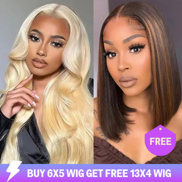 Limited-Time Offer-6x5 Pre-cut Wear Go #613 Body Wave+13x4 Lace #1BP30 Straight Bob Wig