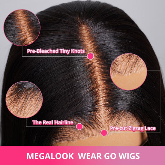 Megalook 6x5 HD Pre-cut Lace Closure Jerry Curly Bob Wigs Side Part Natural Color Wig