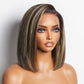 Short Bob Highlight Balayage Color 13x4 Lace Front Wig 10inch Human Hair Wigs 180% Density