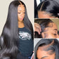 Megalook Bogo Free 5x5 HD Lace Straight Wigs Pre Plucked 180% Density Natual Black