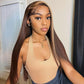 Megalook Bogo Free 4x4 Lace Straight Wig Highlight in Chocolate Brown 