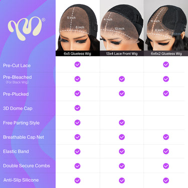 6x5 13x4 6x6 Wig Cap Difference