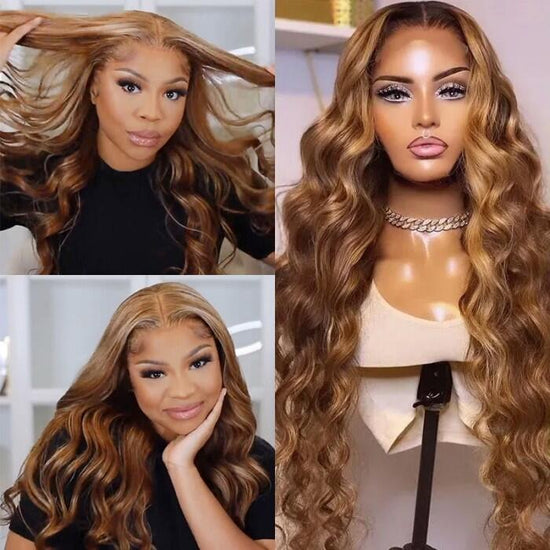 Megalook Bogo Free 13X4 Piano Body Wave Transparent Lace Frontal Pre-plucked Glueless Wig