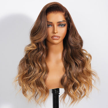 Megalook Airtouch Balayage 13x6 ProAngle™ Frontal Pull Go Wigs Brown to Honey Blonde Ombre Glueless Pre-All Wigs