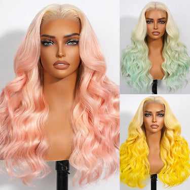 Megalook Airtouch Balayage 13x6 ProAngle™ Wigs Blonde To Color Ombre Glueless Pre-Cut Lace Frontal Wigs With Drawstring Pull & Go