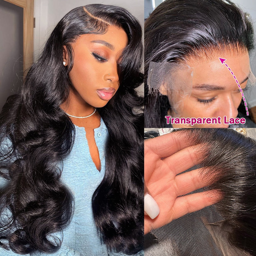 Megalook Water Wave Transparent 4x4 Lace Closure Wigs Affordable Human ...