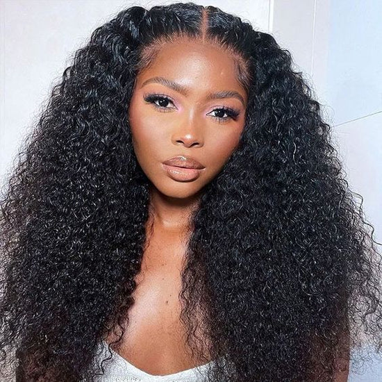 Jerry Curly Natural Black 180%/210% High Density HD Lace 5x5 Crystal Lace Closure Pre Plucked Wigs