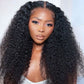 Jerry Curly Natual Black 180%/210% High Density HD Lace 5x5 Crystal Lace Frontal Pre Plucked Wigs