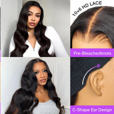 Pre Max Glueless 10x6 Parting Max HD Curly Lace Wig Pre Bleached Tiny Knots Loose Deep Wave Wig