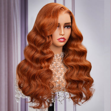 Megalook 13x4 Lace #30 Copper Ginger Loose Body Wave Light Auburn 3D DOME Cap Wear Go C Part Glueless Mini Knots Pre-plucked Hair Pre-cut Lace Wig