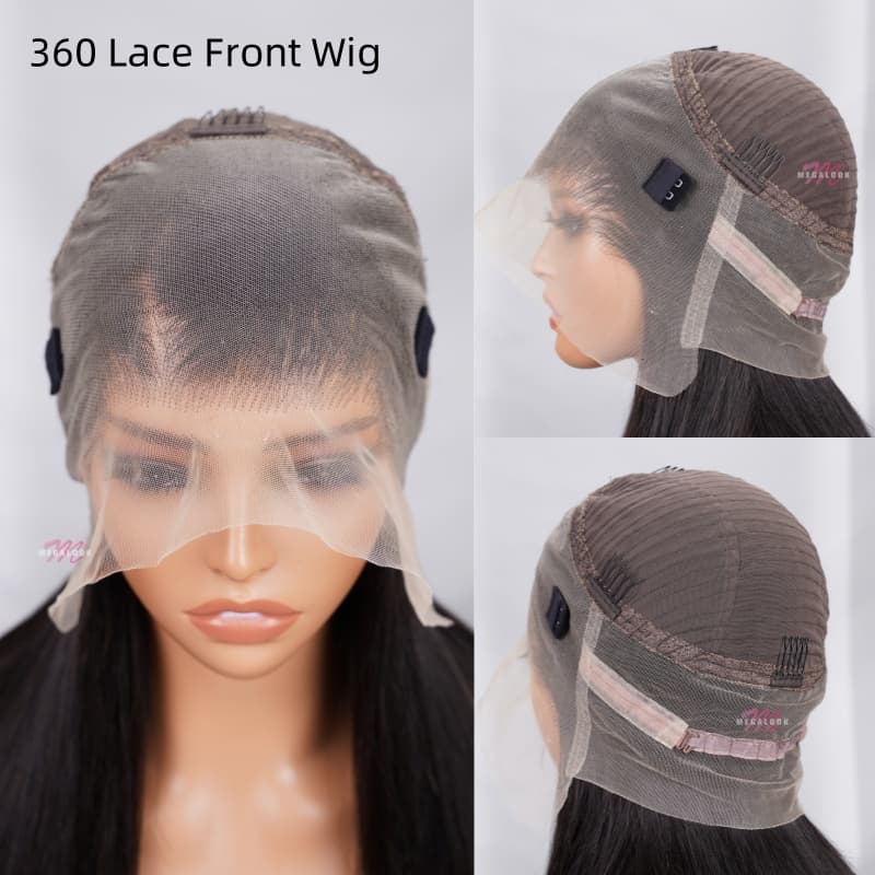 360 Lace Frontal Wigs Straight 100% Human Hair Lace Wigs With Baby Hair ...