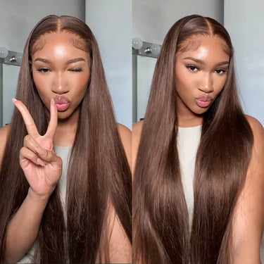 Megalook Bogo Free 4X4 Lace Closure #4 Chocolate Brown Wig With Baby Hair Guleless Body Wave Wigs