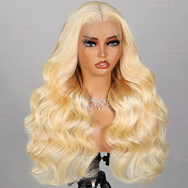 $100 OFF Code: MS100 | Megalook 13x4 Transparent Lace Wig  Loose Body Long Length #613 Blonde Pre Plucked Hairline Bleached 3D Human Hair Wig