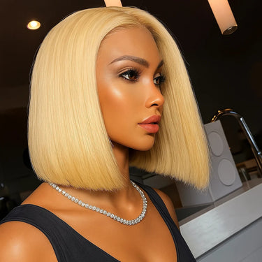 (Super Deal)Megalook Salon-Quality Hot Selling Luxurious Glueless 6X5 Lace Wig Silky Straight #613 Blonde Highlight Wear And Go Wig