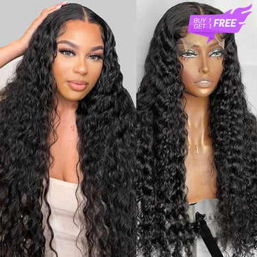Megalook Bogo Free 5X5 HD LACE CLOSURE WIG Jerry Curly/Deep Wave 180% Density Natural Human Hair Wigs