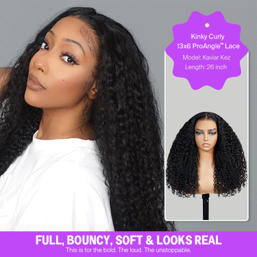 Megalook Kinky Curly Upgrade 13x6 ProAngle™ Frontal Pull Go Wig All Pre-Styled Ready To Wear Glueless Wigs