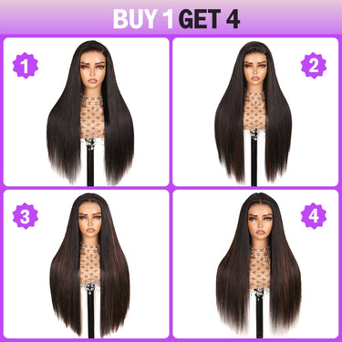 Zip & Switch|Megalook Silky Straight Mix-ALL Series #1BP30 Wig With Optional Replaceable Front With 30 inch Free Gift