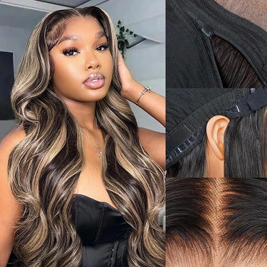 Zip & Switch Mix All Wigs | Black 6x5 Wig With 2 Replaceable Balayage Body Wave Lace Closure & Free Hair Back