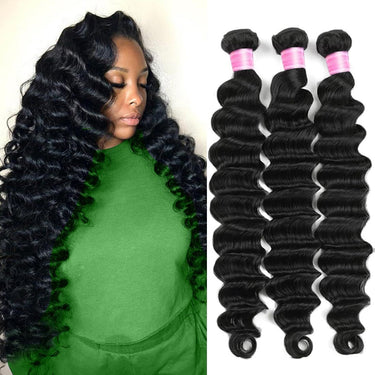 Megalook Buy 3 pcs Loose Deep Wave Get 1 Free 5x5 Lace Closure (Free Part) 100% Natural Human Hair Weaves Deal